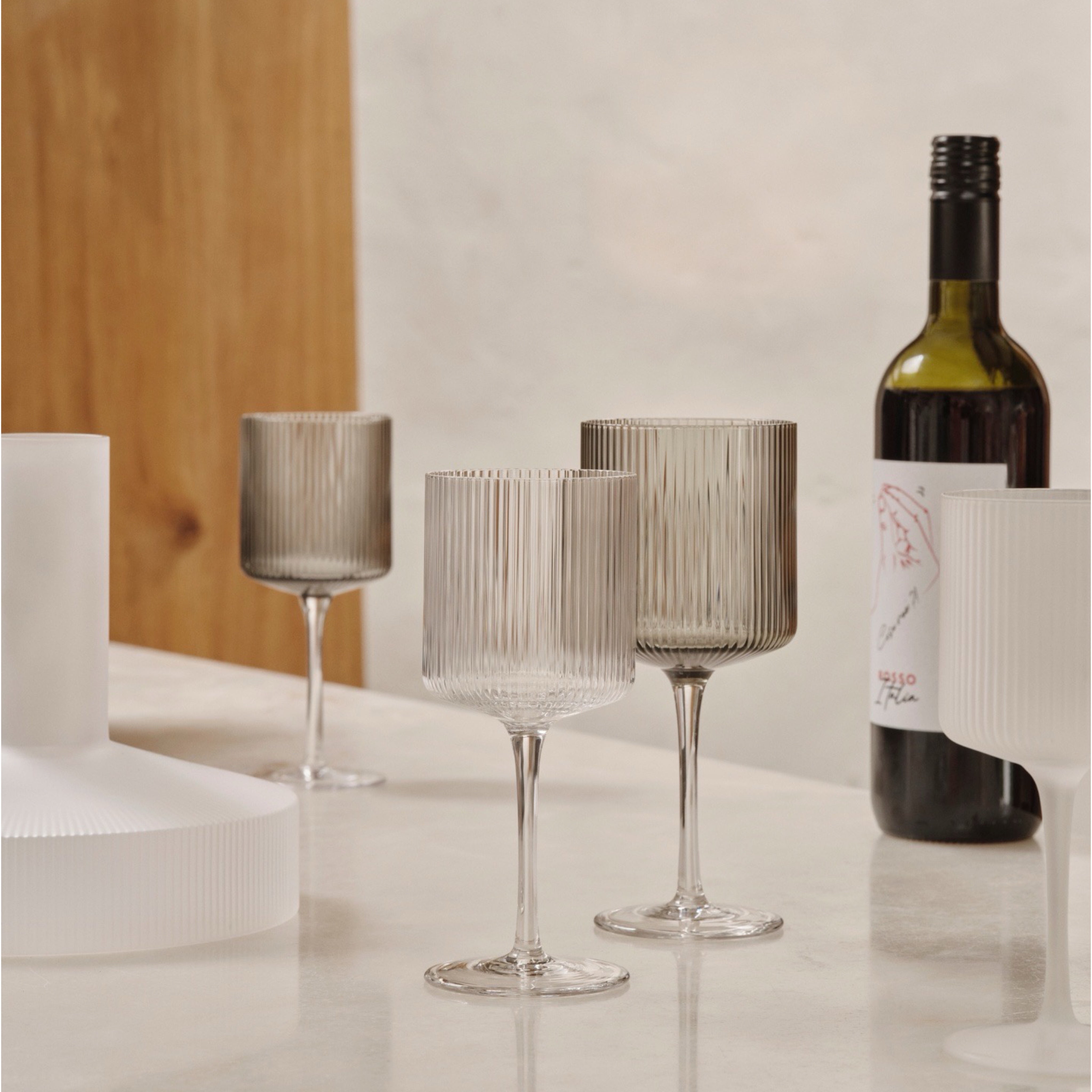 Ferm Living Ripple White Wine Glasses (set of 2) - Clear