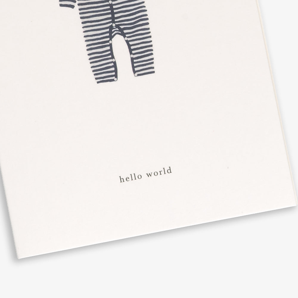 Kartotek Greeting Card - Baby Onesie Navy (Hello World)