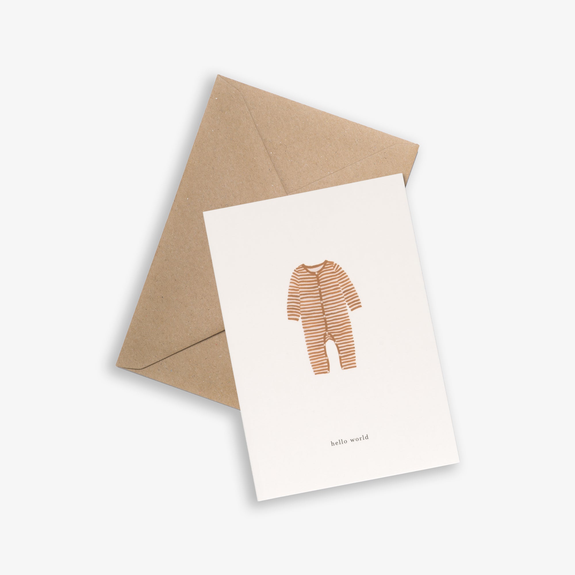 Kartotek Greeting Card - Baby Onesie Ochre (Hello World)
