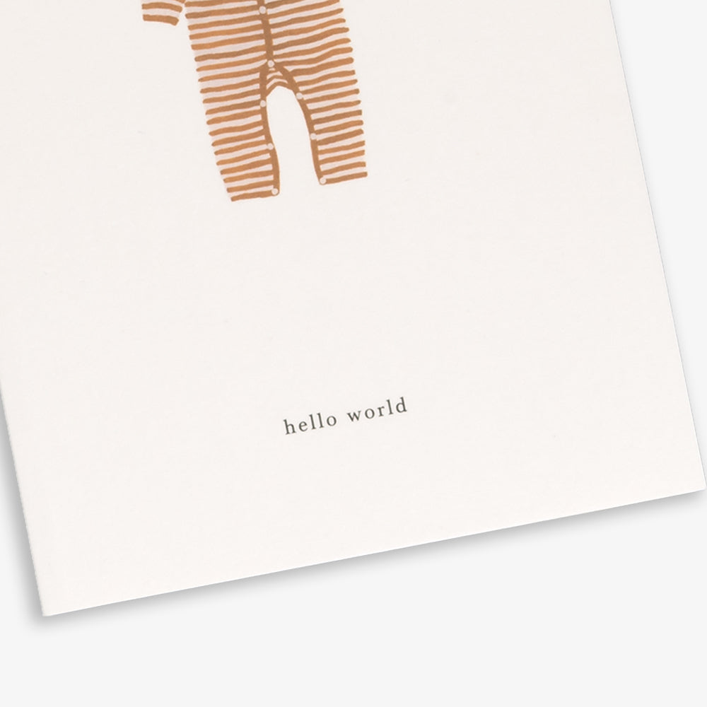 Kartotek Greeting Card - Baby Onesie Ochre (Hello World)