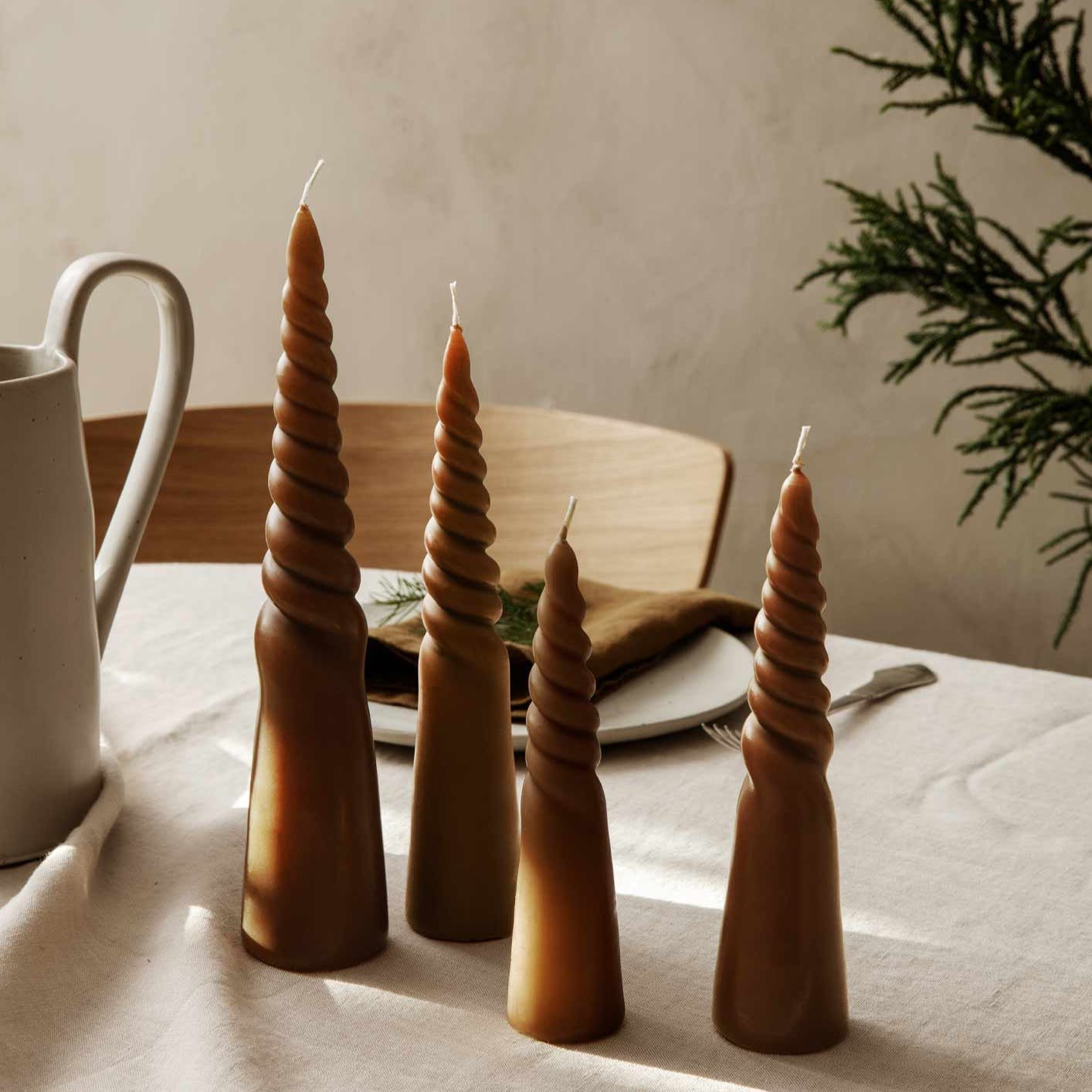 Ferm Living Twisted Candles - Amber (Set of 4)
