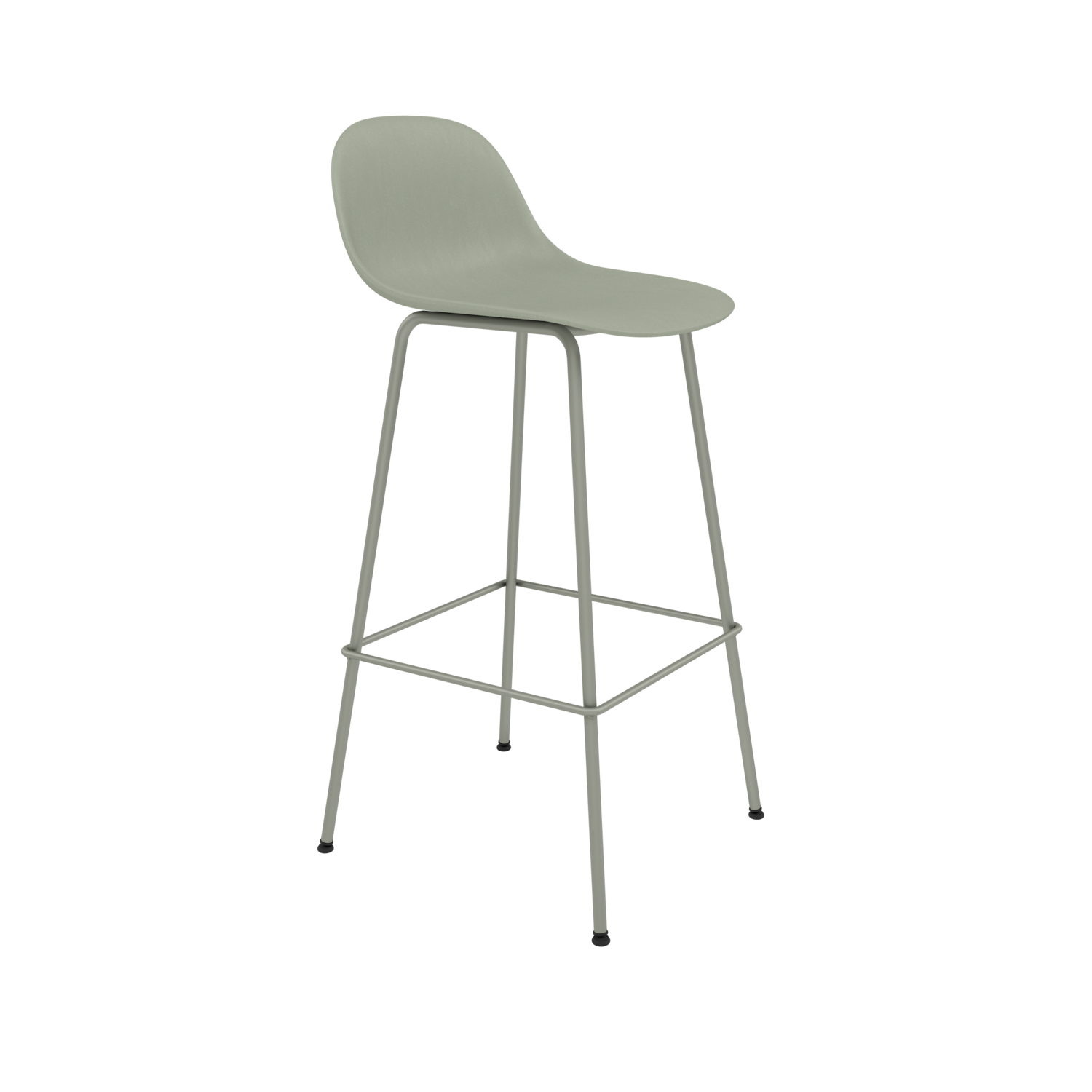 Muuto Fiber Counter & Bar Stool with Backrest - Tube Base - Recycled Plastic