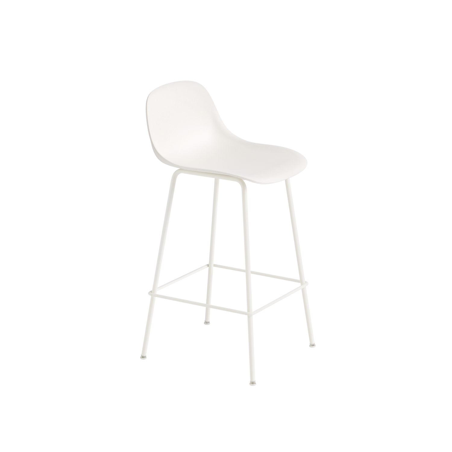 Muuto Fiber Counter & Bar Stool with Backrest - Tube Base - Recycled Plastic