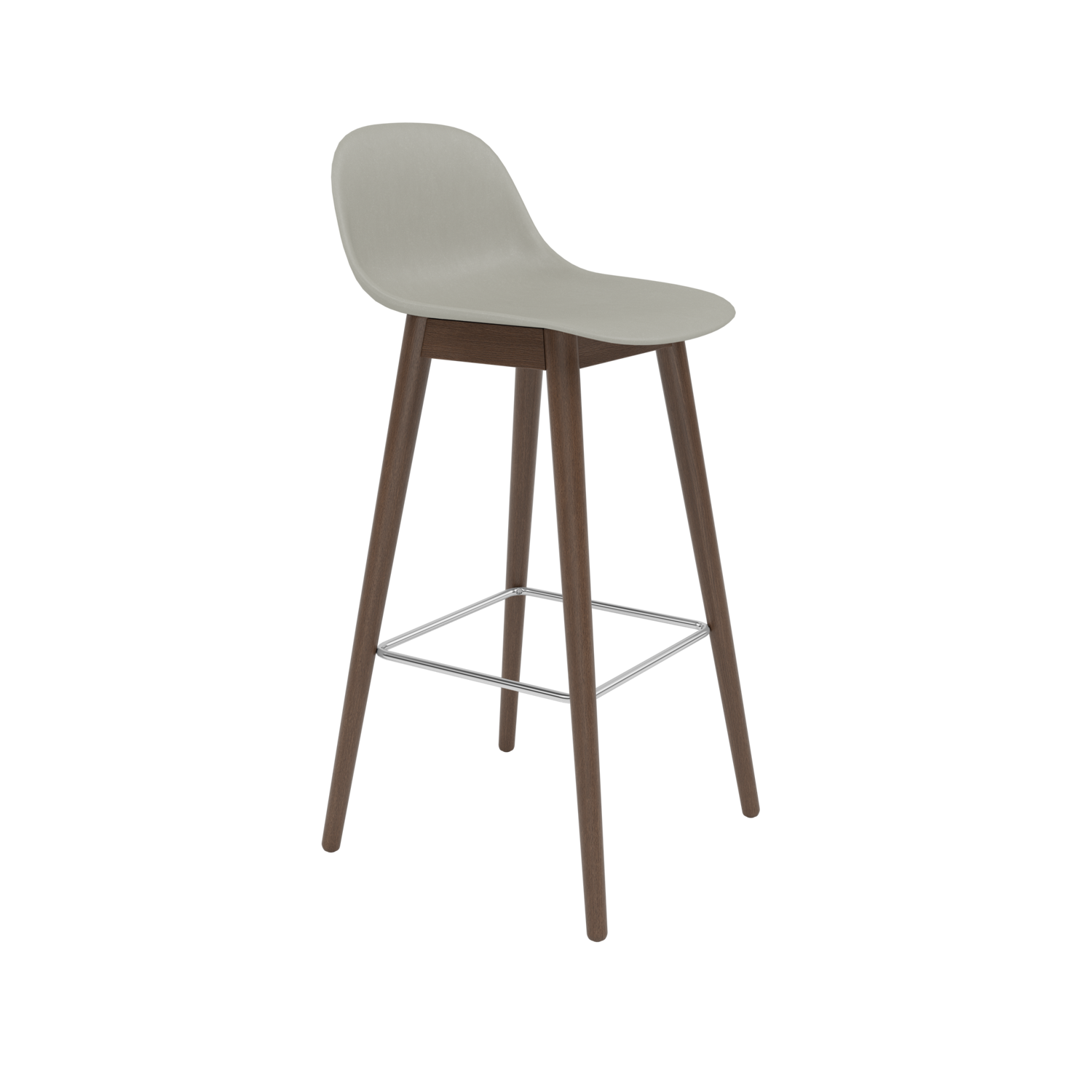 Muuto Fiber Counter & Bar Stool with Backrest - Wood Base - Recycled Plastic