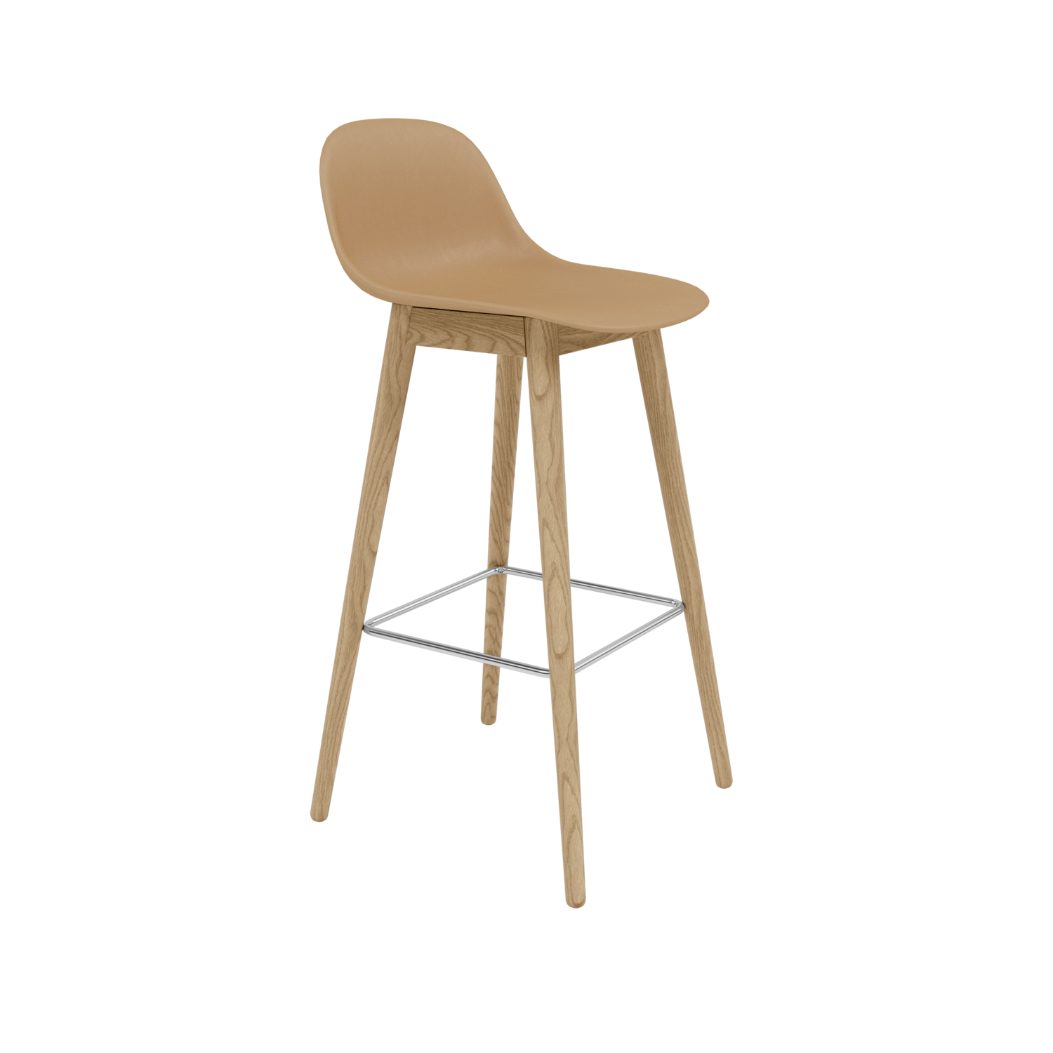 Muuto Fiber Counter & Bar Stool with Backrest - Wood Base - Recycled Plastic