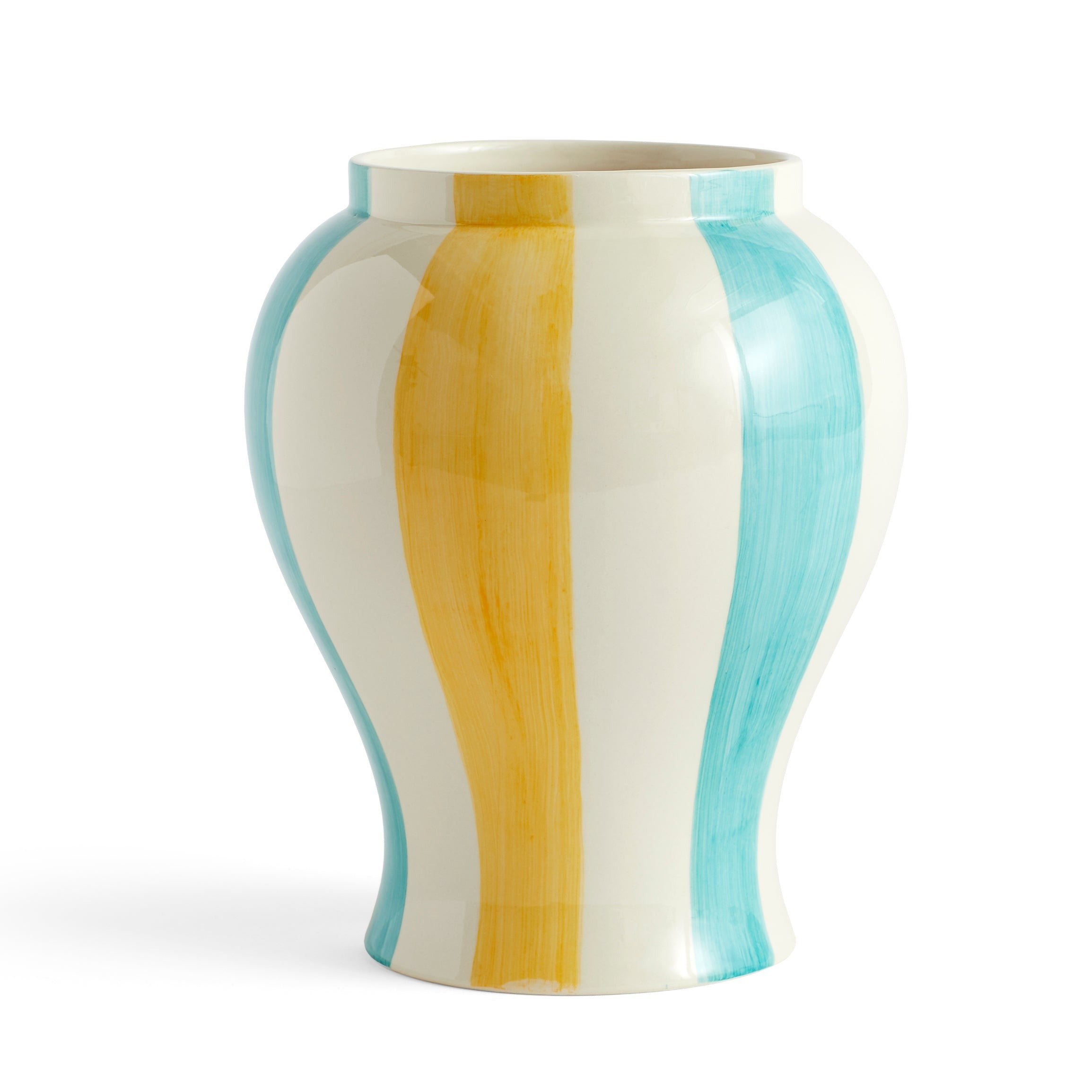 HAY Sobremesa Stripe Vase - Large / Green & Yellow