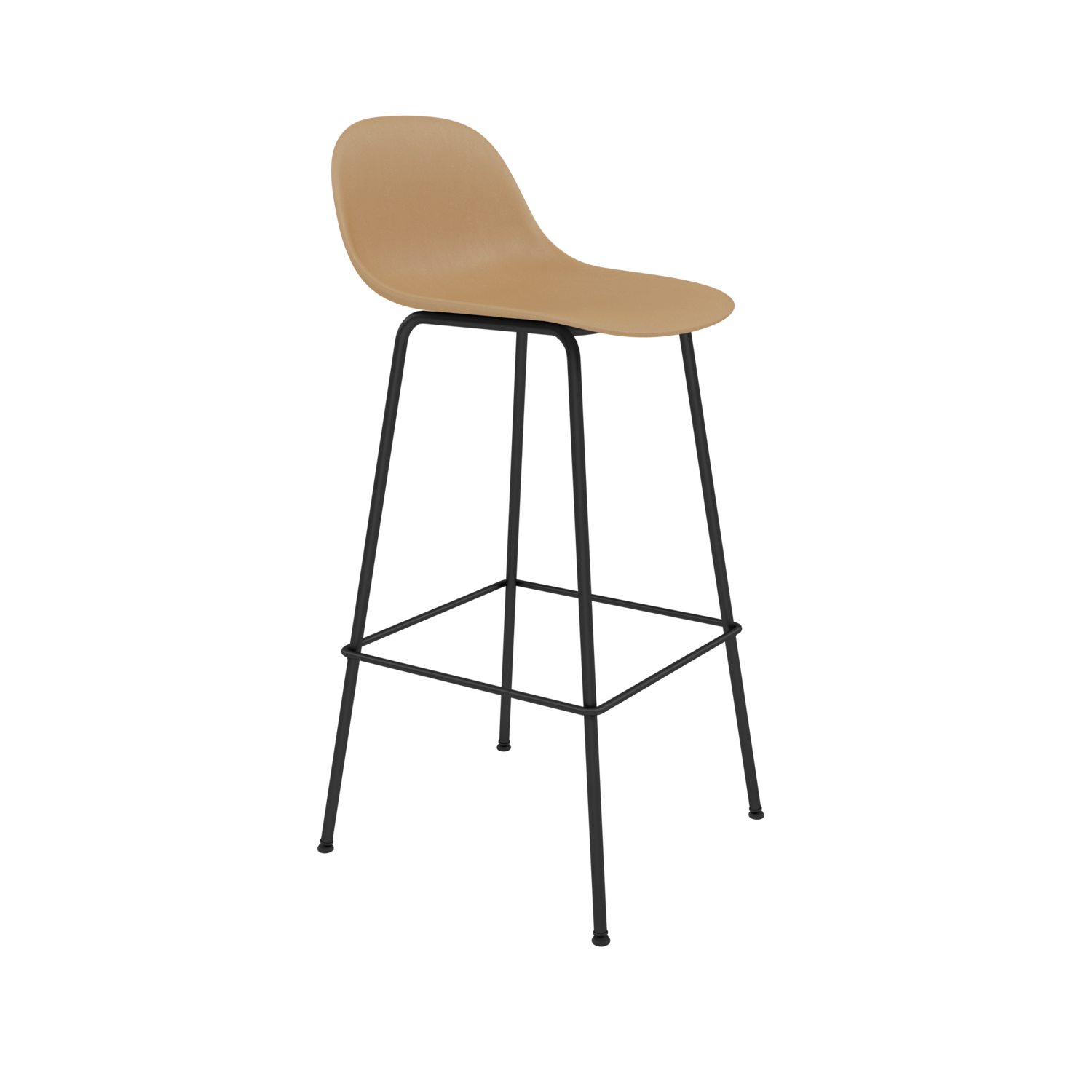Muuto Fiber Counter & Bar Stool with Backrest - Tube Base - Recycled Plastic