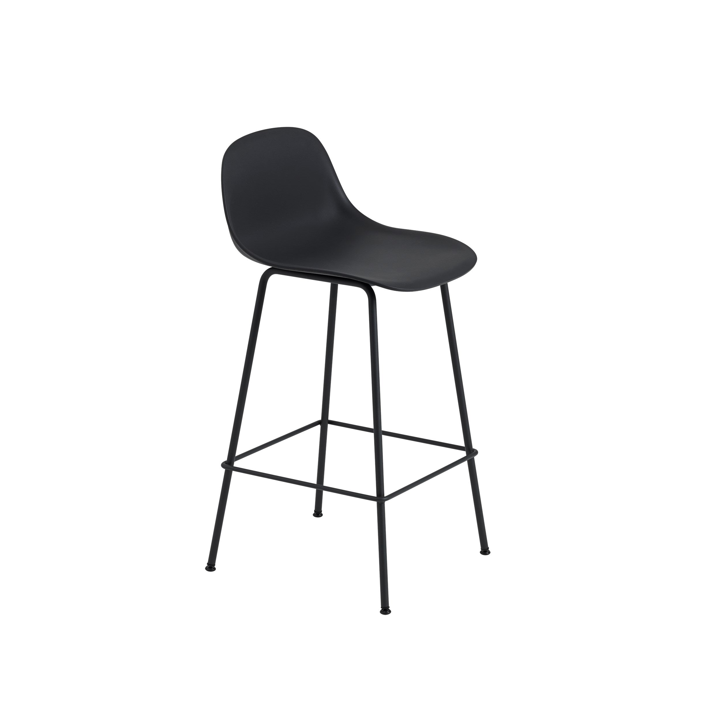 Muuto Fiber Counter & Bar Stool with Backrest - Tube Base - Recycled Plastic