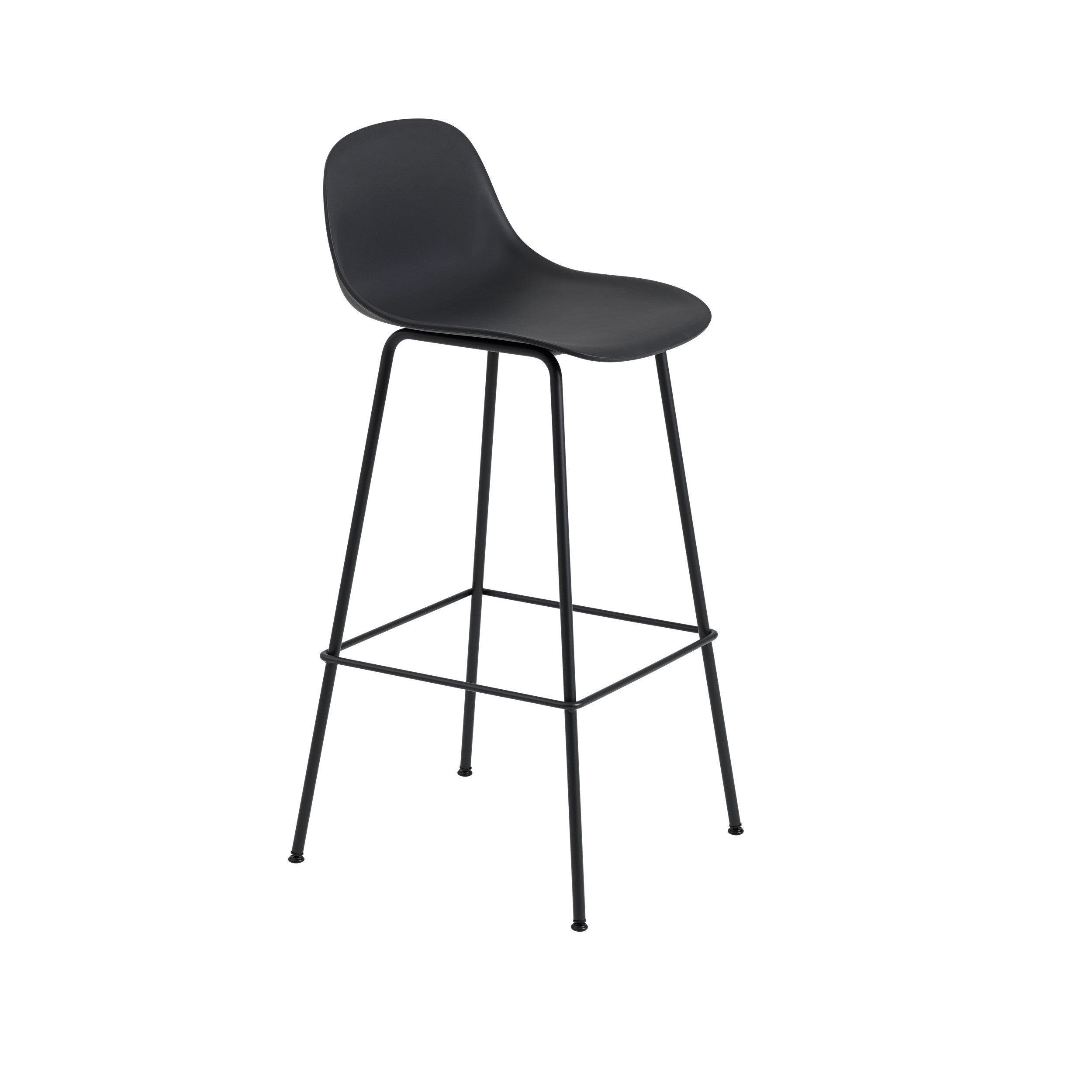 Muuto Fiber Counter & Bar Stool with Backrest - Tube Base - Recycled Plastic