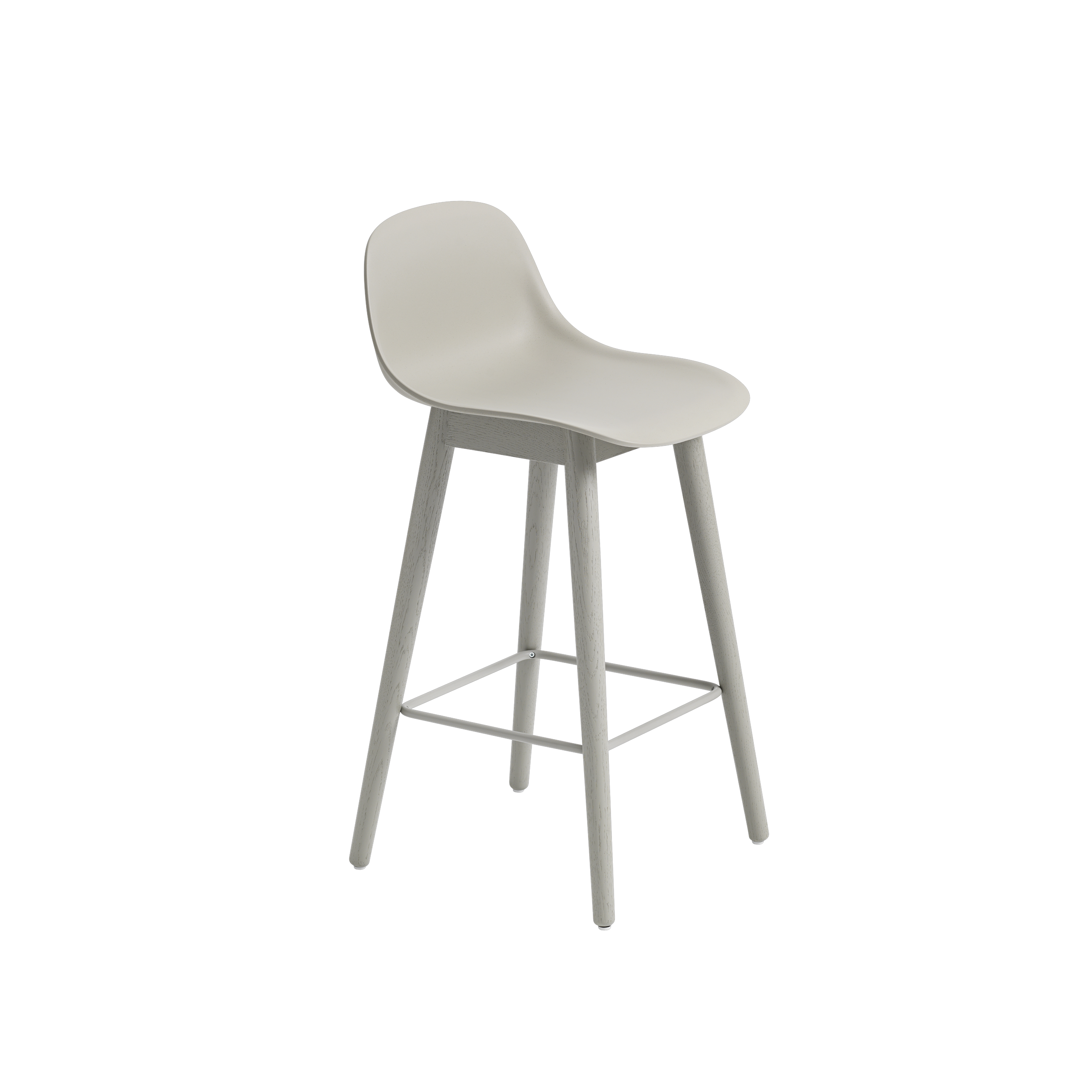 Muuto Fiber Counter & Bar Stool with Backrest - Wood Base - Recycled Plastic