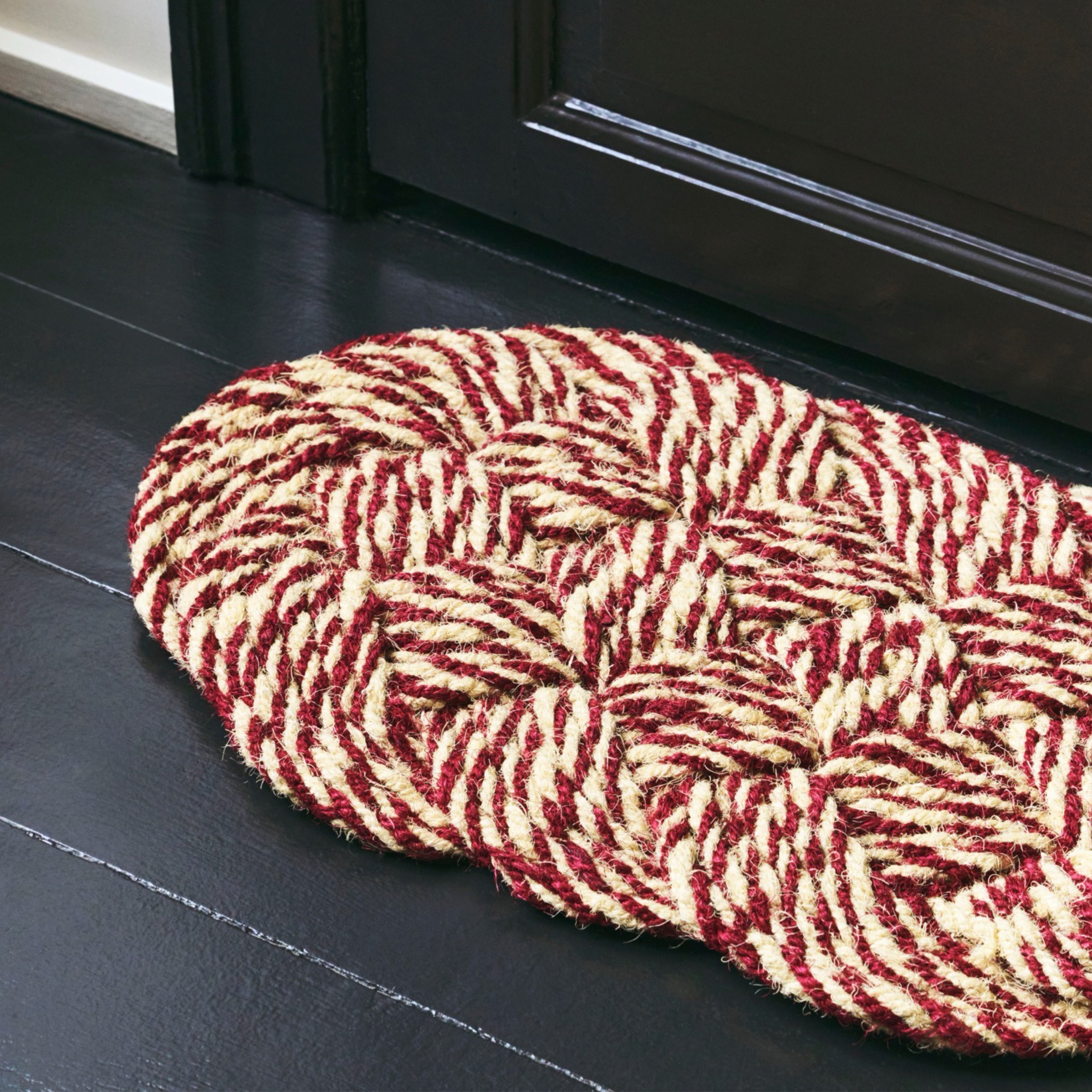 HAY Coco Door Mat Swirl - Bordeaux & Off White