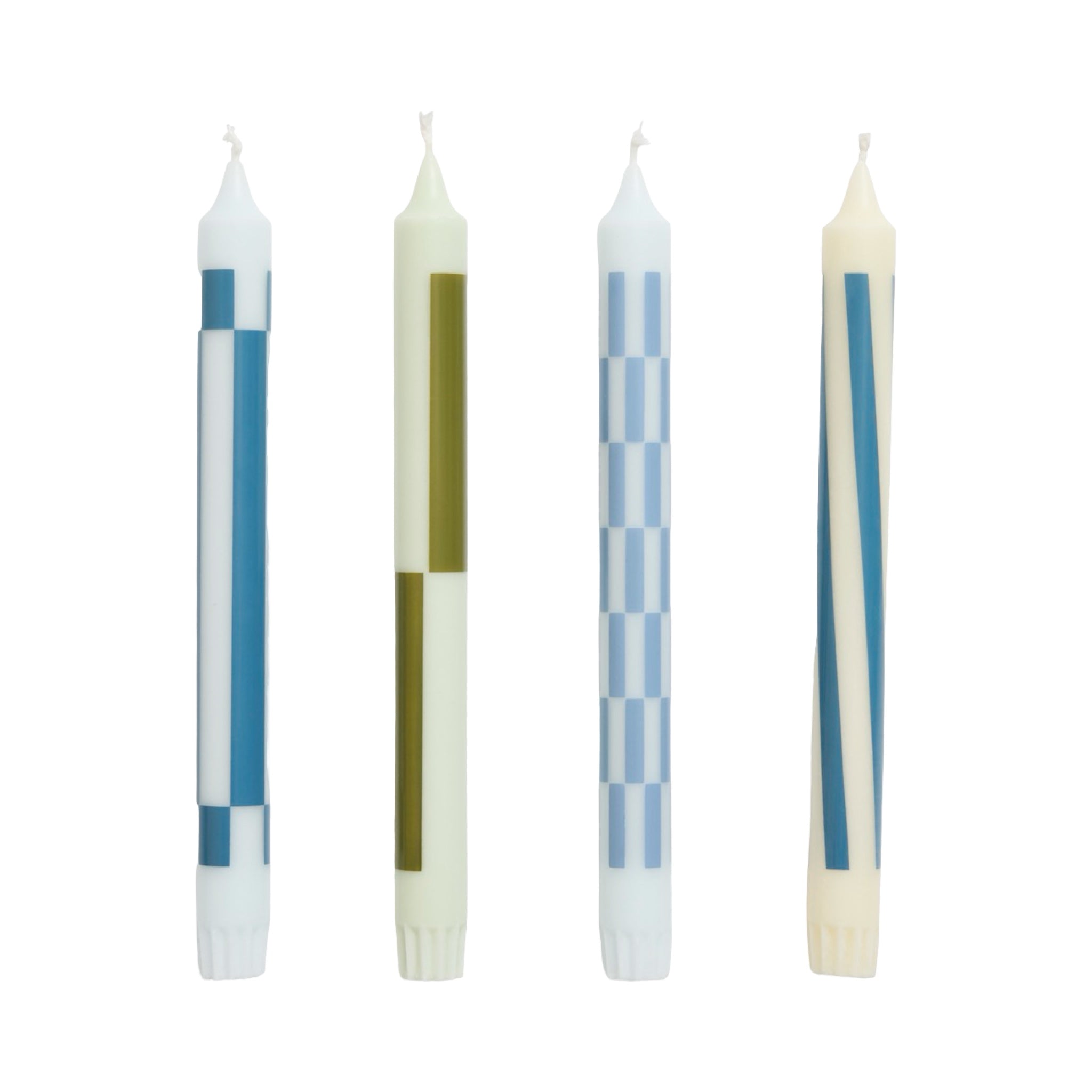 HAY Pattern Candles (Set of 4) - Green & Blues