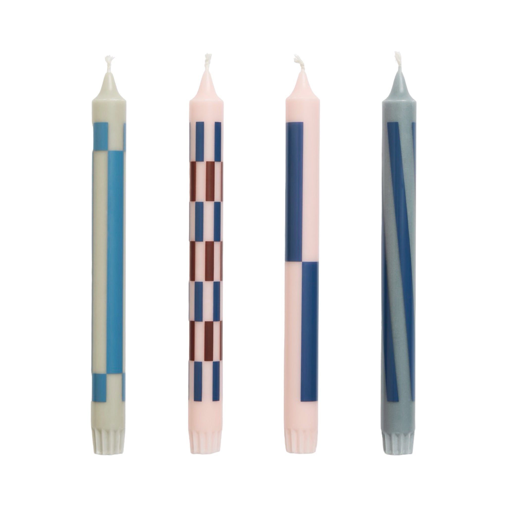 HAY Pattern Candles (Set of 4) - Light Pink & Blues