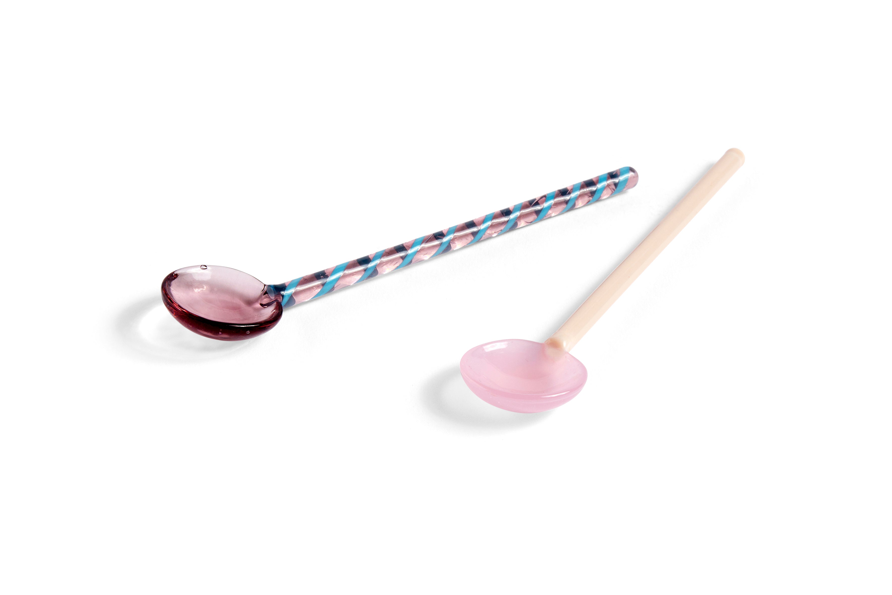 HAY Glass Spoons - Round - Aubergine & Light Pink