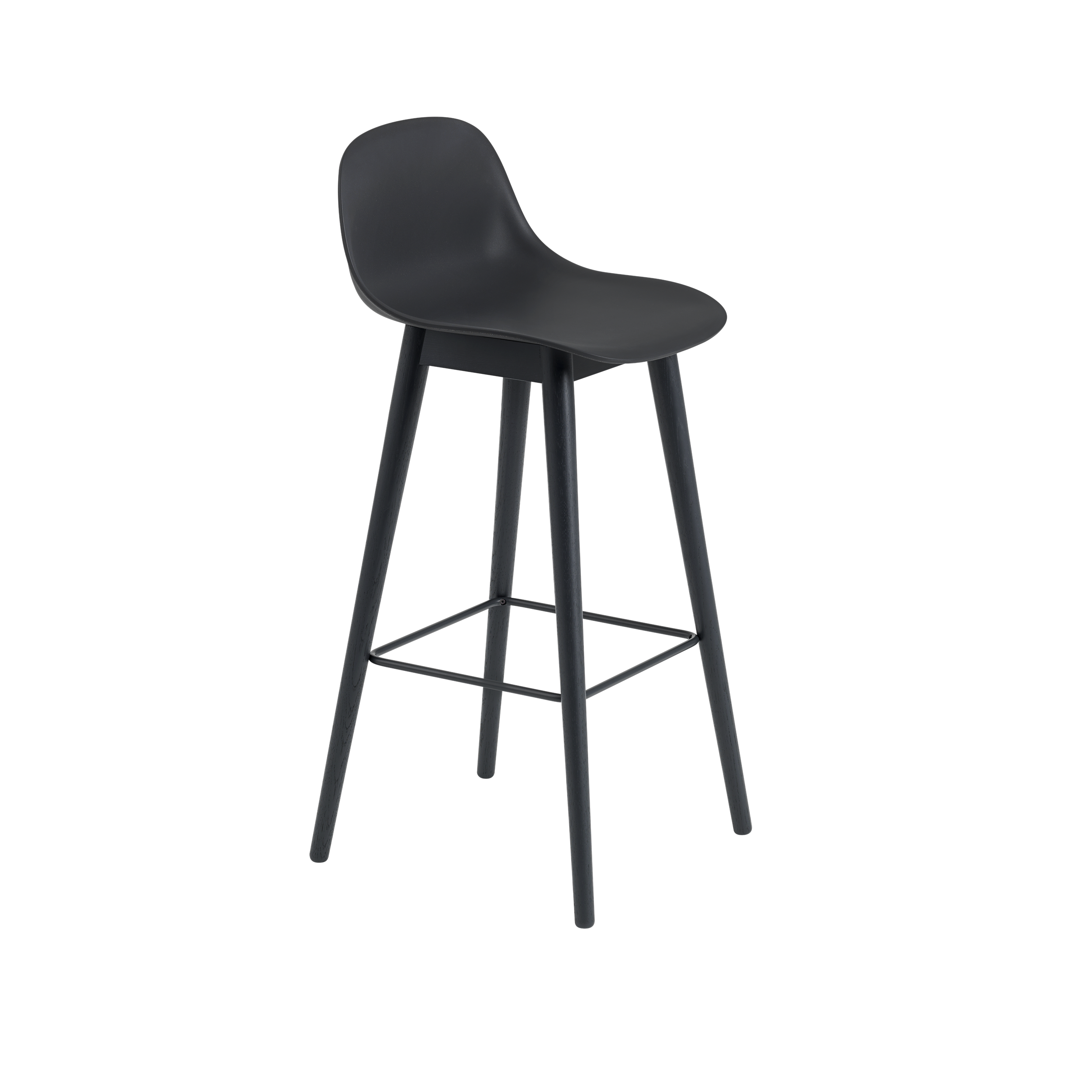 Buy the Muuto Fiber Counter Bar Stool with Backrest Wood Base