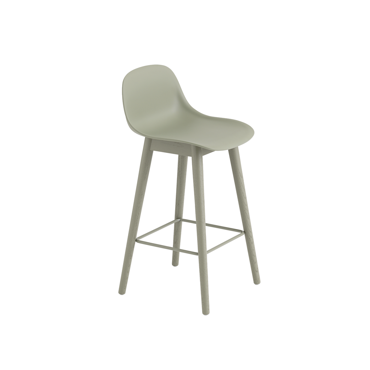 Buy the Muuto Fiber Counter & Bar Stool with Backrest - Wood Base ...