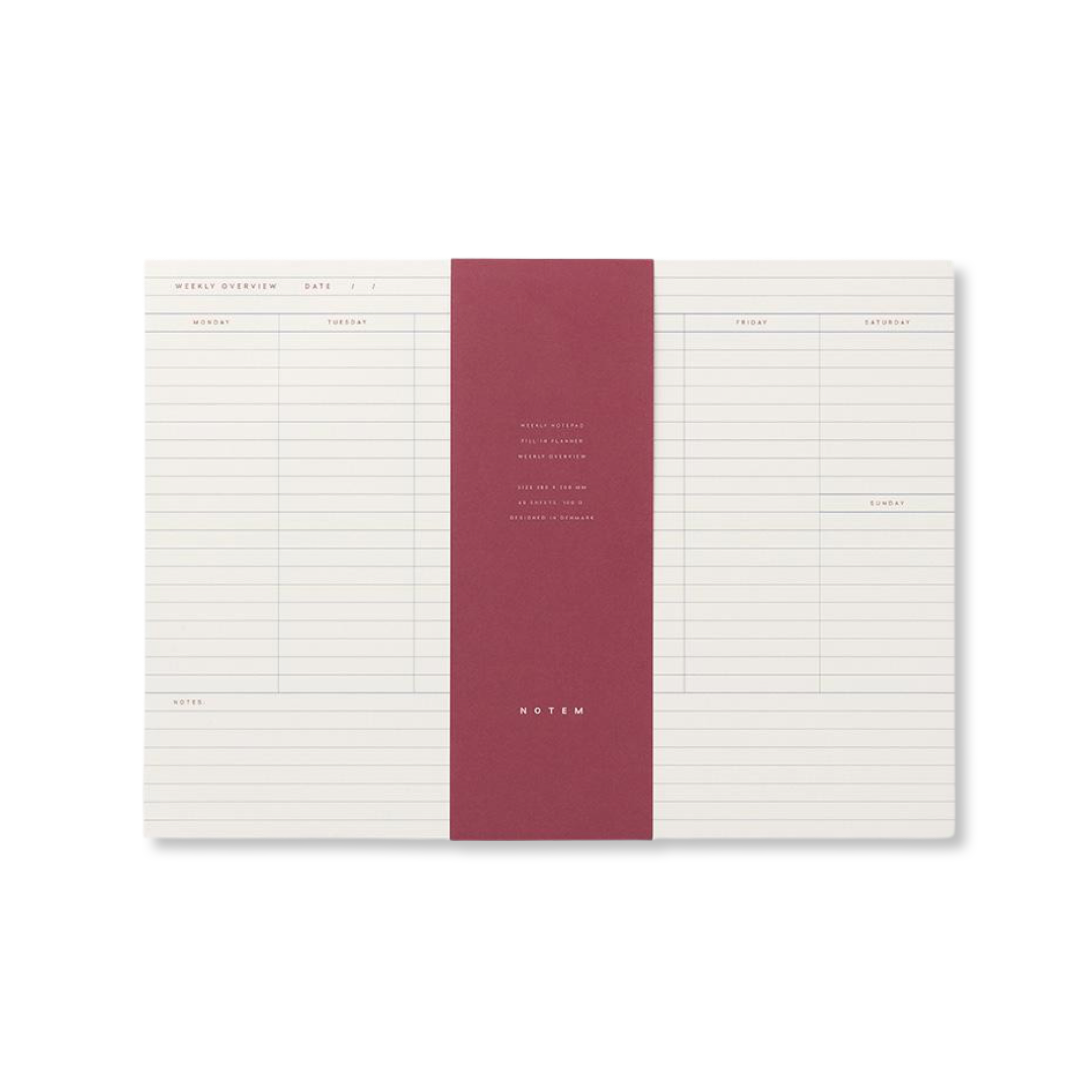 Notem MILO Weekly Planner Notepad - White and Blue